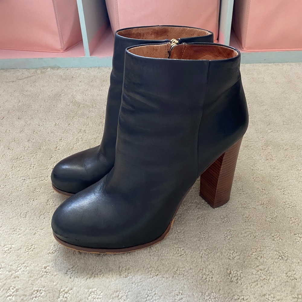 Vince Camuto Black Booties with Wood Heel